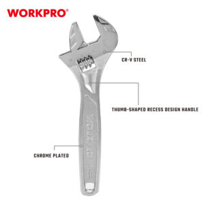 HEAVY DUTY ADJUSTABLE WRENCH 200MM (8") CR-V WORKPRO - Image 2