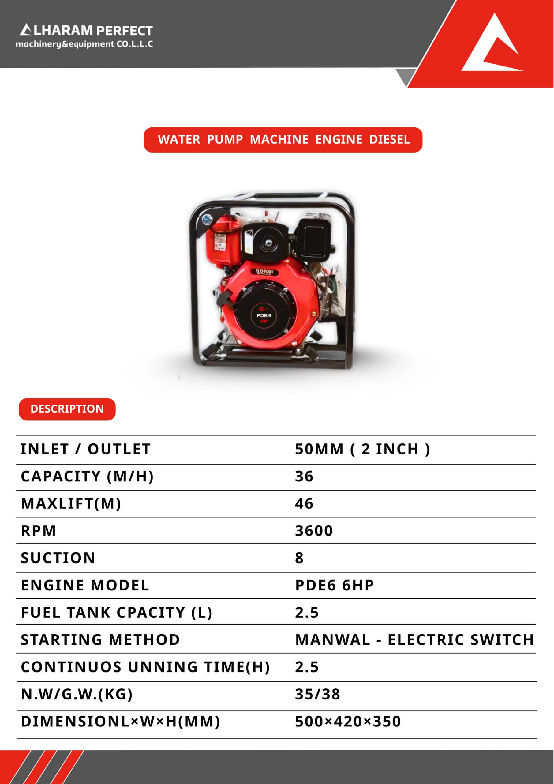 Water Pump with Diesel Engine 2 inches (PERFECT) - Image 2